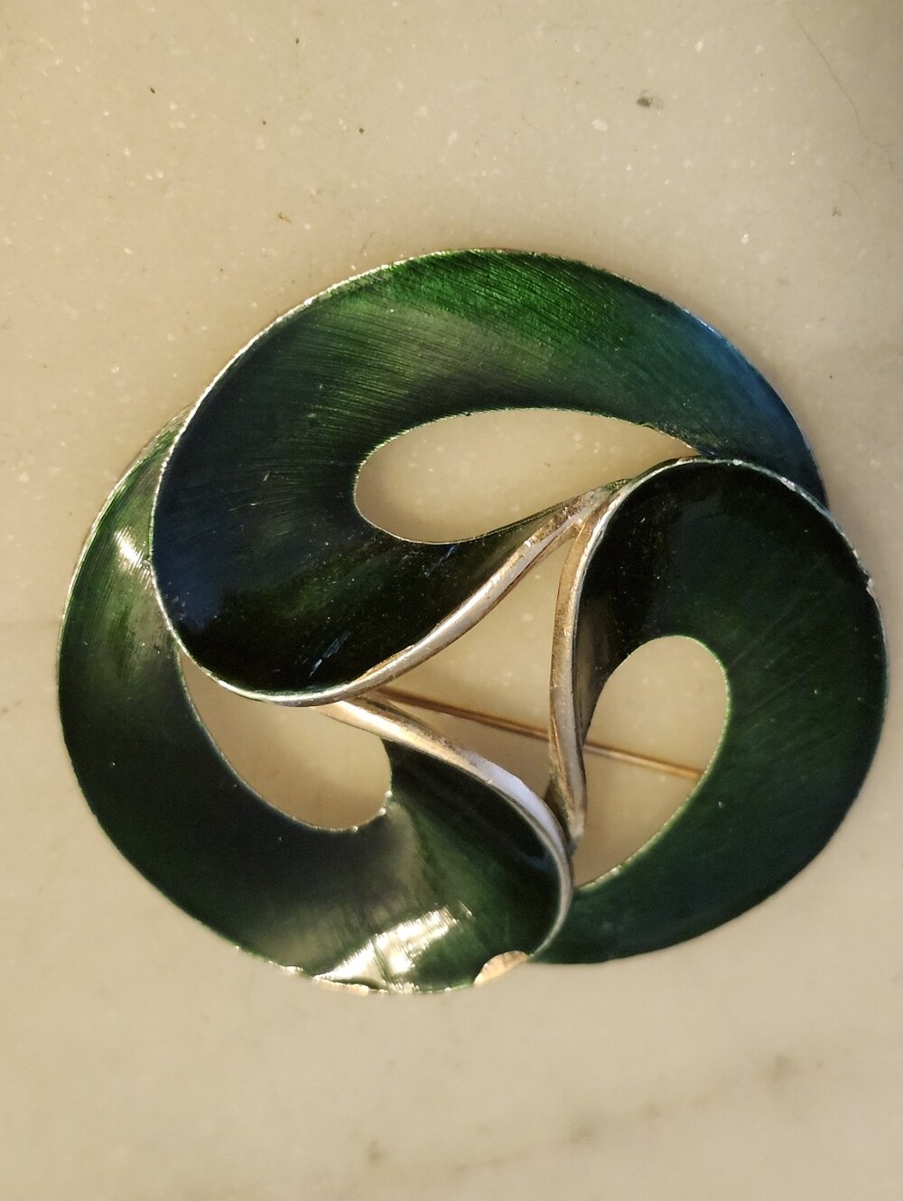 Green Enamel Swirl Enamel Brooch - Women Jewelry
